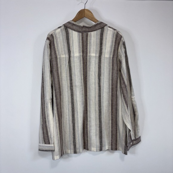 Blair Striped Button Down Shirt 2XL Beige Brown Casual Lightweight Top - Picture 7 of 7